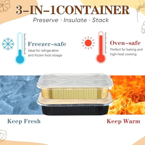 Heavy Duty Aluminum Foil Pans with Lids 9x13 view 9