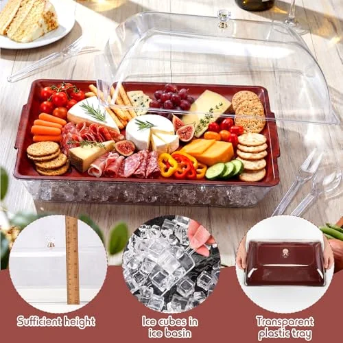 16" x 9" Chilled Serving Tray with lids,Walnut view 3