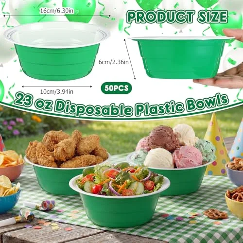 Party Cup Bowls Disposable Plastic Bowls for Cold and Hot Food, Snacks, Salads and Desserts for Graduation Party Supplies, Birthday, Holiday Event view 7