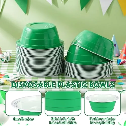 Party Cup Bowls Disposable Plastic Bowls for Cold and Hot Food, Snacks, Salads and Desserts for Graduation Party Supplies, Birthday, Holiday Event view 8