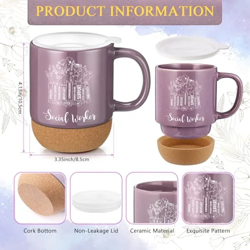Social Worker Gifts for Women Appreciation Graduation Set in Lavender Mug Notebook Pen Candle for BSW MSW DSW Office Desk view 2