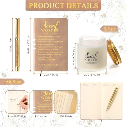 Social Worker Gifts for Women Appreciation Graduation Set in and Mug Notebook Pen Candle for BSW MSW DSW Office Desk view 3