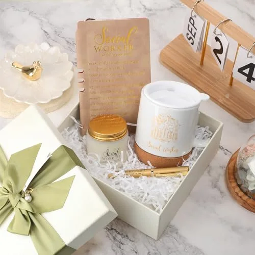 Social Worker Gifts for Women Appreciation Graduation Set in and Mug Notebook Pen Candle for BSW MSW DSW Office Desk view 5
