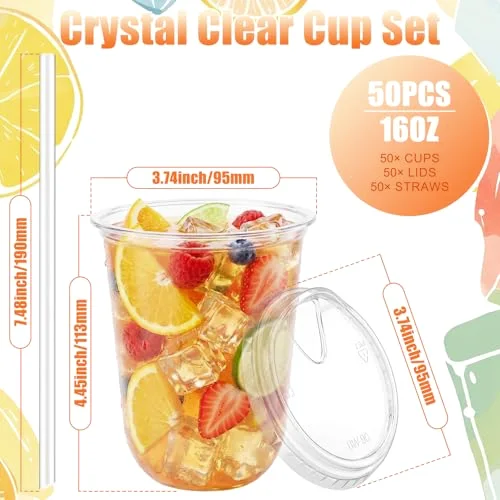 Plastic Cups with Lids and Straws Straw view 3