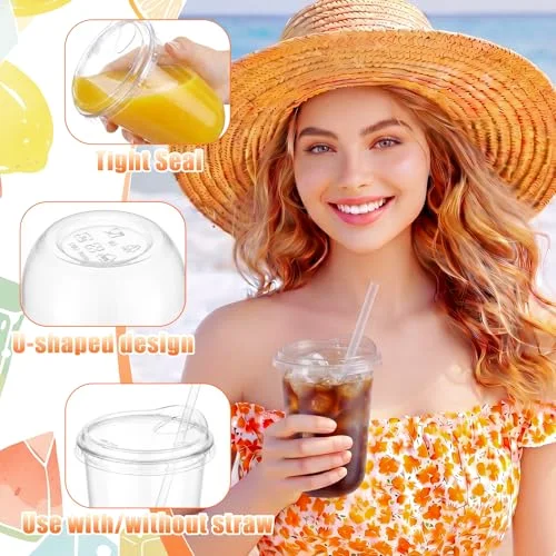 Plastic Cups with Lids and Straws Straw view 4