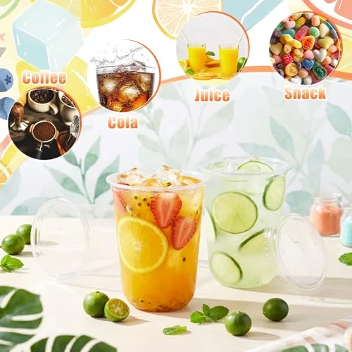 Plastic Cups with Lids and Straws Straw view 5