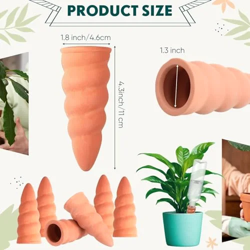 Plant Watering Devices Terracotta Self Watering Spikes Ceramic Automatic Slow Release Plant Waterer for Vacation Indoor Outdoor view 2