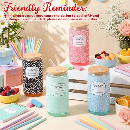 Teacher Glass Tumblers Bulk Gift Back to School Cup with Lid view 2