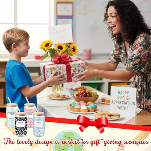 Teacher Glass Tumblers Bulk Gift Back to School Cup with Lid view 3