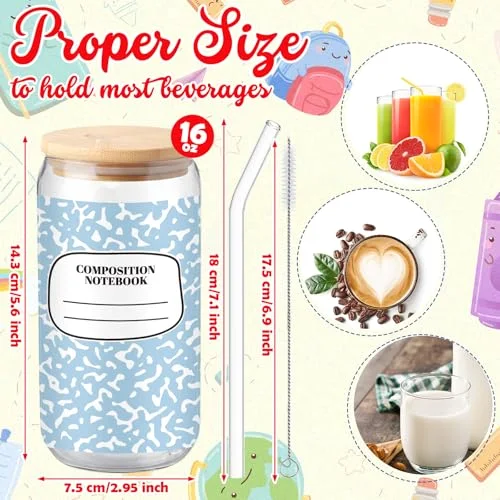 Teacher Glass Tumblers Bulk Gift Back to School Cup with Lid view 4