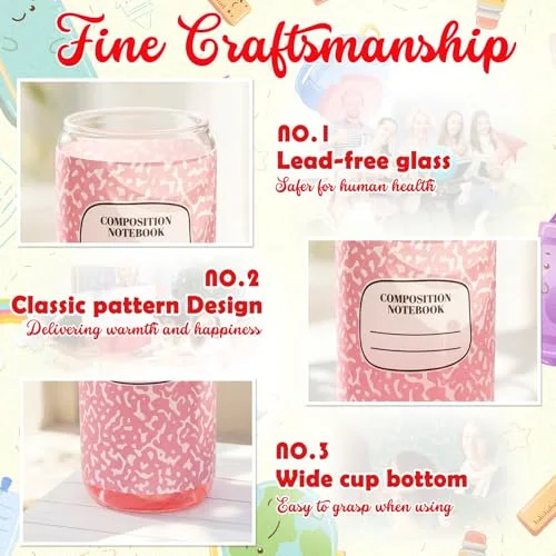 Teacher Glass Tumblers Bulk Gift Back to School Cup with Lid view 5