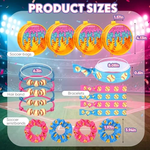 Ice Cream Softball Gifts for Team Party Favors Softball Goodie Bag Include 4" Mini Ice Cream Cosmetics Makeup Bag Hair Scrunchies Satin Ties Bracelet for Girl Woman Player Teams Gifts view 2