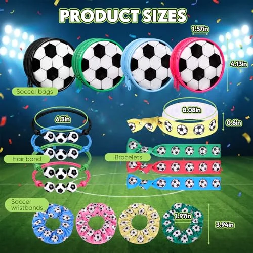 Soccer Party Favors for Girls with Makeup Bags & Bracelets view 2