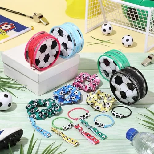Soccer Party Favors for Girls with Makeup Bags & Bracelets view 3