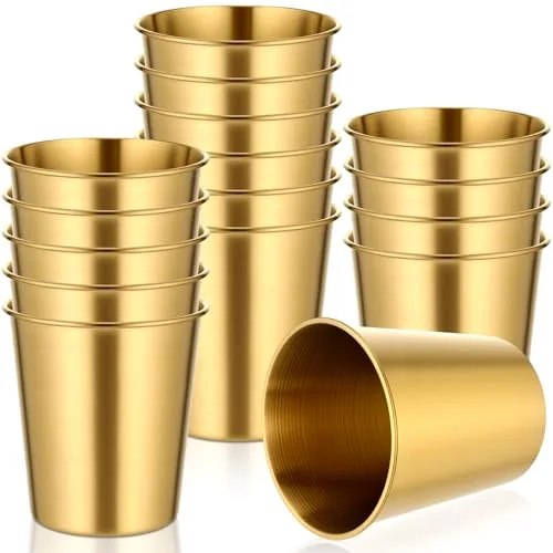 Stainless Steel Cups and Adult Pint Tumbler Metal Cups Stackable Tumbler Shatterproof Metal Drinking Glasses for Travel Outdoor Camping() view 6