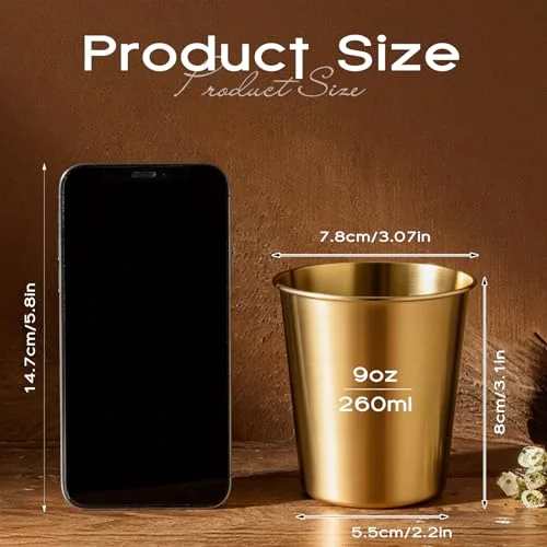 Stainless Steel Cups and Adult Pint Tumbler Metal Cups Stackable Tumbler Shatterproof Metal Drinking Glasses for Travel Outdoor Camping() view 7