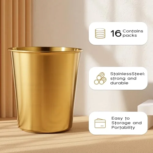 Stainless Steel Cups and Adult Pint Tumbler Metal Cups Stackable Tumbler Shatterproof Metal Drinking Glasses for Travel Outdoor Camping() view 8