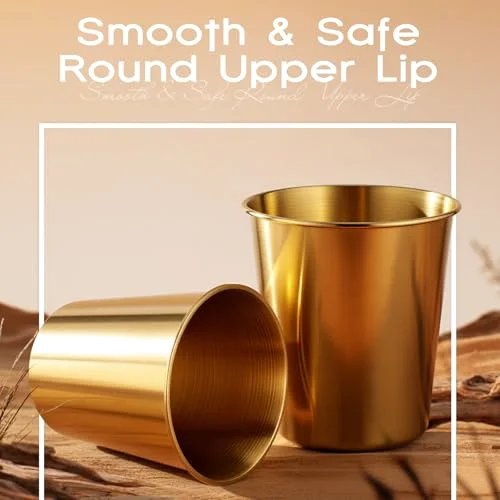 Stainless Steel Cups and Adult Pint Tumbler Metal Cups Stackable Tumbler Shatterproof Metal Drinking Glasses for Travel Outdoor Camping() view 9