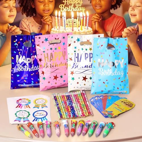 Birthday Party Gift Sets for Students Mini 1 Pens Birthdays Bags Pencils with Erasers Bookmarks Badge Stickers for Classroom Rewards Birthday Party Favors view 5