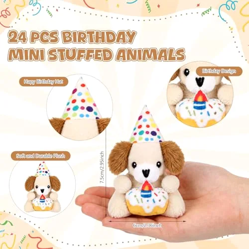Birthday Classroom Gifts for Students, Includes Stuffed Animal Dog with Disposable Cups Pencil Silicone Bracelets Stickers for School Reward Birthday Party Favors Gifts from Teacher view 4