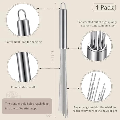 Barista Whisk Tool Long Handle 10 Needles Stirrer view 2