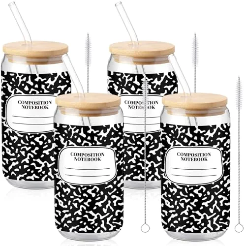 Teacher Gifts Glass Tumblers Back to School Cups with Lids