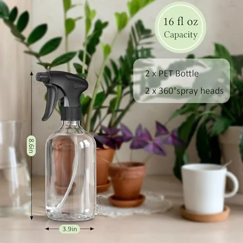 Spray Bottle Plastic Spray Bottles for Cleaning 360° Upside Down Sprayer Bottles for Cleaning Solutions, Durable Nozzle W/fine Mist and Stream Setting() view 4