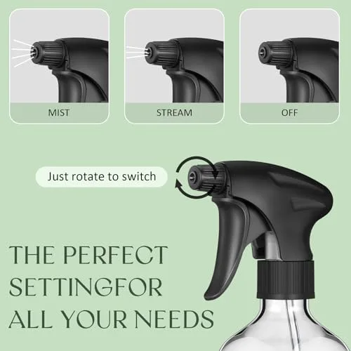 Spray Bottle Plastic Spray Bottles for Cleaning 360° Upside Down Sprayer Bottles for Cleaning Solutions, Durable Nozzle W/fine Mist and Stream Setting() view 5