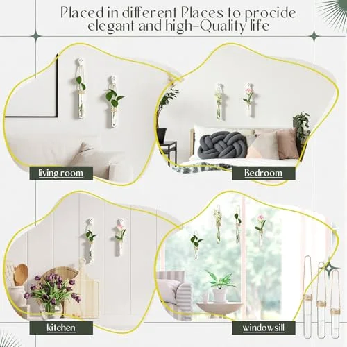 Window Propagation Stations Plastic Window Planter with Suction Cups & Traceless Nails, Propagated Plant Holders with Bottle Brush, Hanging Vases Terrarium Gift (5.5''& 5"& 3.7'') view 5