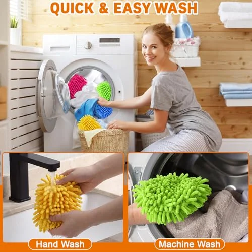 Reusable Duster Refills with Handle 360 Heavy Duty Wool and Chenille Duster Pads Refills Washable Handheld Dusters for Cleaning Ceiling, Fan, Hardwood Floors, Windows, and Kitchen Floors view 5