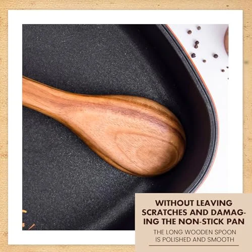 18 Inches Extra Long Wooden Spoons Large Non-stick Kitchen Wooden Spoons Giant Heavy Duty Stir Paddle for Cooking Mixing Stirring Heat Resistant Cooking Tool Chef Mom Gifts (Teak) view 4