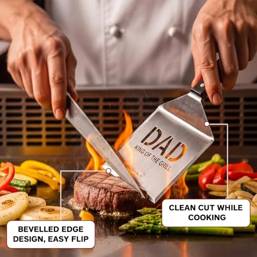 Father's Day Burger Press, Stainless Steel Round Smash Burger Press & Spatula Set, Gift for Dad Grill,Hamburger Bacon Grills for Men Who Grill from Wife Kids for Father's Day view 4