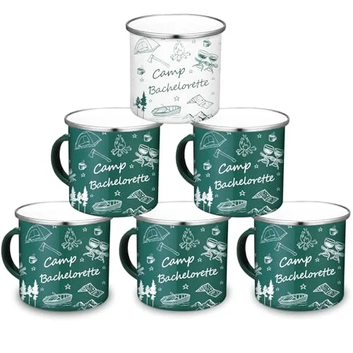 Camp Bachelorette Decorations Enamel Mugs Portable Smooth Rim Enamel Mug for Bridesmaids Bridal Wedding Gifts Friend Bachelorette Gift Party (Classical)
