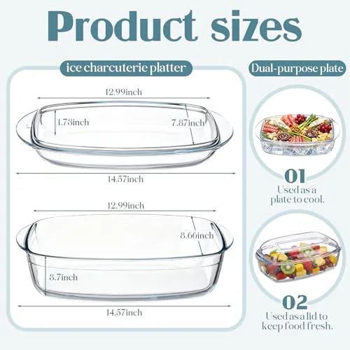 Glass Chilled Serving Tray for Parties with Compartmentsx8.7" view 2