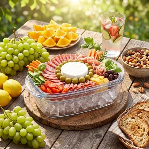 Glass Chilled Serving Tray for Parties with Compartmentsx8.7" view 5