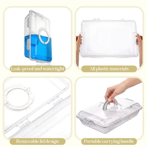 16 x 11'' Chilled Serving Tray for Parties with Lids Compartments Flip top Removable Chilled Party Platter Serving Board Cold Dish Dip for Picnic (Compartments) view 4