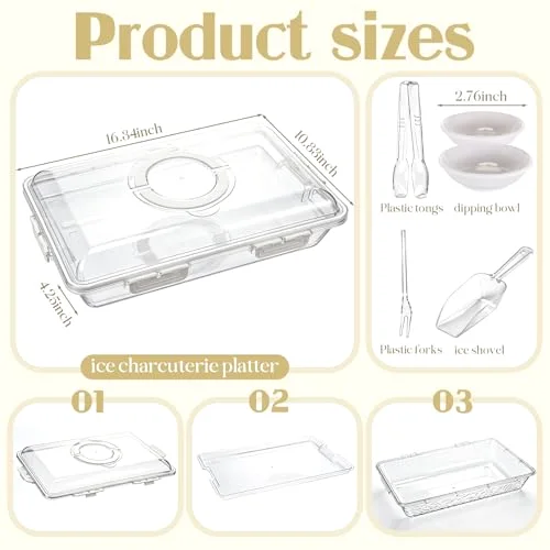 16 x 11'' Chilled Serving Tray for Parties with Lids Compartments Flip top Removable Chilled Party Platter Serving Board Cold Dish Dip for Picnic (Compartments) view 8