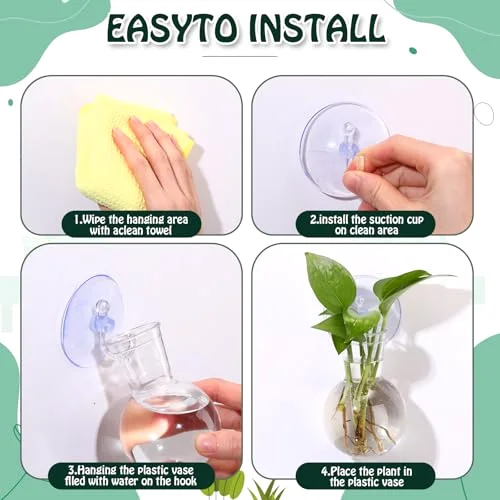 Window Propagation Stations Plastic Wall Hanging Planter with Suction Cups Brush Window Suction Plant Holder Vases Tubes Terrarium for Home Office Decor (Bulb) view 9