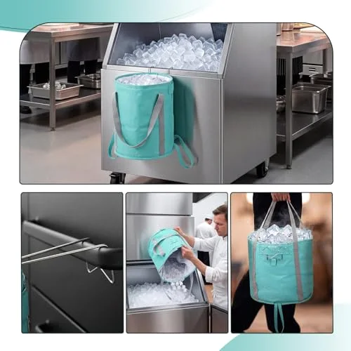6 Gallons Insulated Ice Tote with Ice Machine Hanger for Cocktail Bars Insulated Cooler Tote Bags Foldable Reusable Frozen Iced Bucket for Parties Mobile Bar Restaurant Equipment Kitchen view 2