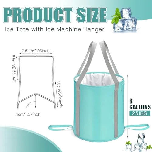 6 Gallons Insulated Ice Tote with Ice Machine Hanger for Cocktail Bars Insulated Cooler Tote Bags Foldable Reusable Frozen Iced Bucket for Parties Mobile Bar Restaurant Equipment Kitchen view 3