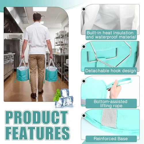 6 Gallons Insulated Ice Tote with Ice Machine Hanger for Cocktail Bars Insulated Cooler Tote Bags Foldable Reusable Frozen Iced Bucket for Parties Mobile Bar Restaurant Equipment Kitchen view 4