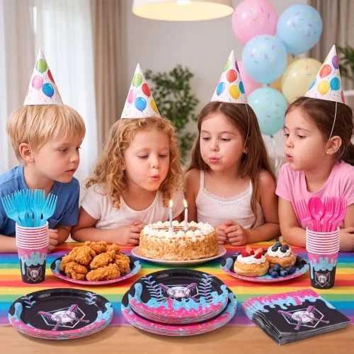 Ice Cream Baseball Birthday Party Supplies Ice Cream Baseball Plates Napkins Cups and Forks Birthday Party Table Decorations Disposable Cake Tableware Set for 24 Guests view 2