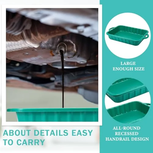 19.7 x 15.4 x Oil Drain Pans Oil Drip Tray Automotive Catch Pan 2 Gallon Square Container for Under Car to Keep Floor Clean view 9