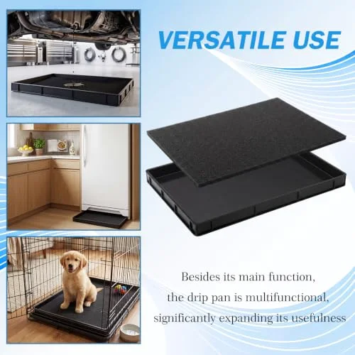 24 x 16.5 Inches Oil Drip Pan with Filter Cotton for Under Car Changing Leak Proof Mini Fridge Drip Tray Plastic Oil Drain Pan for Air Conditioners Machinery Car Maintenance view 3