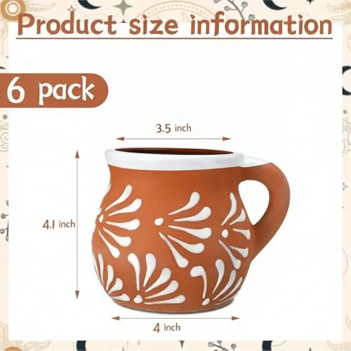 Mexican Pottery Mugs Mexican Coffee Mugs Clay Cups for Women Men Birthday Graduation Wedding Holiday Parties Gifts Terracotta Design view 7