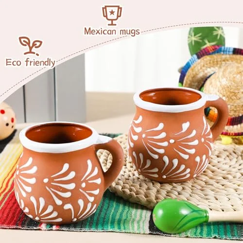 Mexican Pottery Mugs Mexican Coffee Mugs Clay Cups for Women Men Birthday Graduation Wedding Holiday Parties Gifts Terracotta Design view 9