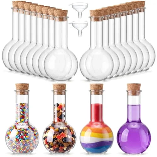 Plastic Potion Bottles with Cork Ball Shaped