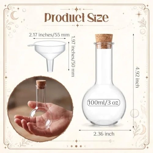 Plastic Potion Bottles with Cork Ball Shaped view 2