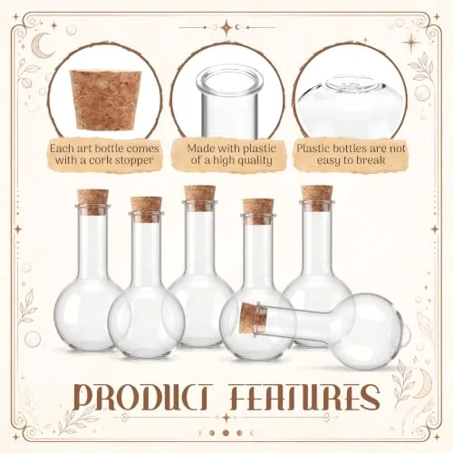 Plastic Potion Bottles with Cork Ball Shaped view 4