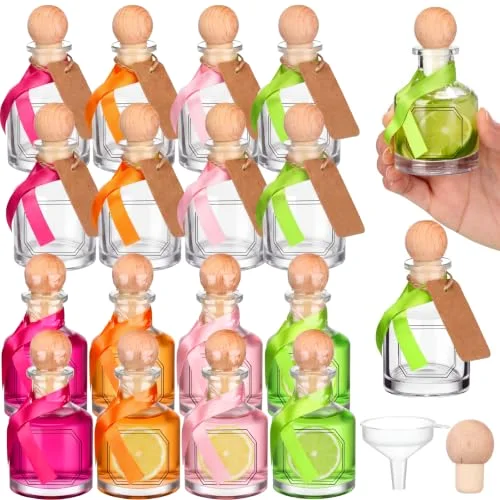 / Liquor Bottles Empty for Drinks Mini Tequila Shot Bottles Liquor with Cork Lids Ribbon Reusable Glass Bottle for Weddings Party Favors DIY Crafts
